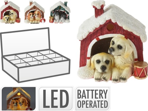 Przejdź do produktu Figurka świecąca budka z psami LED 9 cm 971327