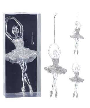 Przejdź do produktu Zawieszka na choinkę baletnica srebrna 17 cm 855344