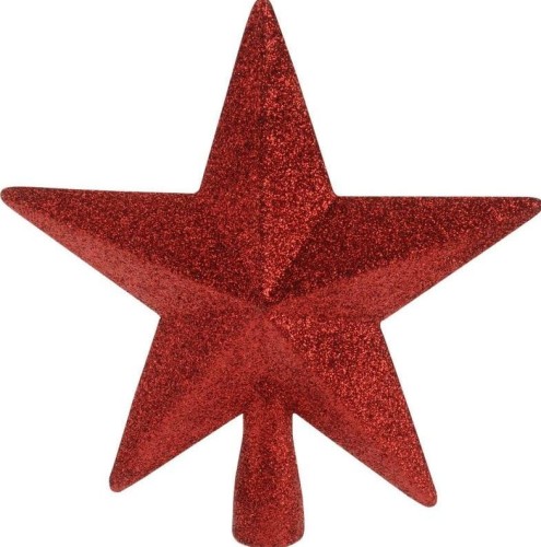 Przejdź do produktu Gwiazda na czub choinki czerwona 19 cm 372520 brokat ozdoba 