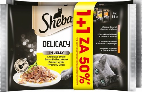 Przejdź do produktu Sheba Delicacy karma kot galaretka 8x85g indyk kaczka kurczak