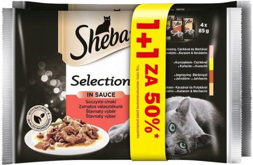 Przejdź do produktu Sheba Selection karma kot sos 8x85g jagnięcina wołowina indyk kurczak