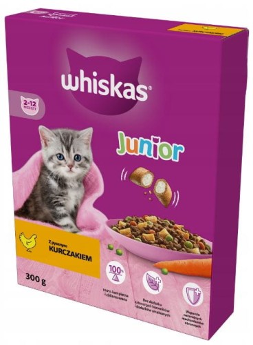 Przejdź do produktu Whiskas sucha karma kot junior kurczak 300g