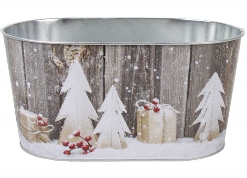 Przejdź do produktu Osłonka metalowa świąteczna choinki 23x13x11 cm 842-19