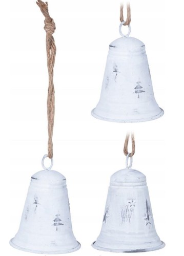 Przejdź do produktu Dzwonek biały metalowy 9 x 13 cm ozdoba świąteczna 614293