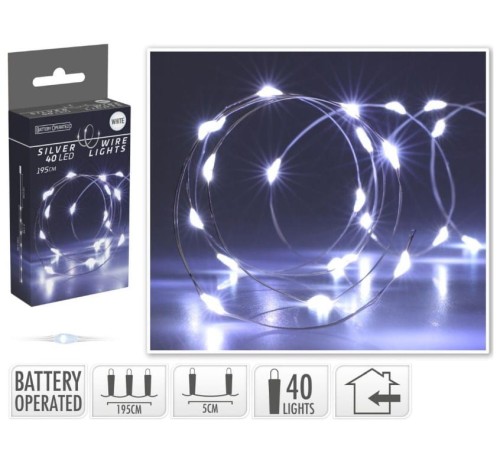 Przejdź do produktu Lampki na druciku świetlnym 40 LED biały zimny 662284
