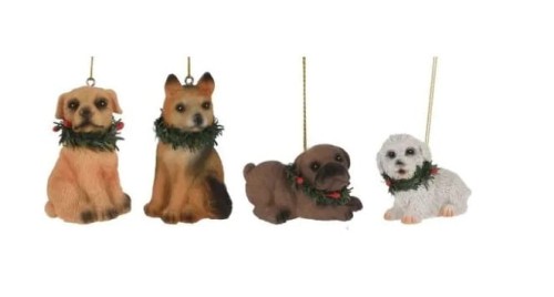 Przejdź do produktu Ozdoba choinkowa zawieszka pies z wiankiem 727037