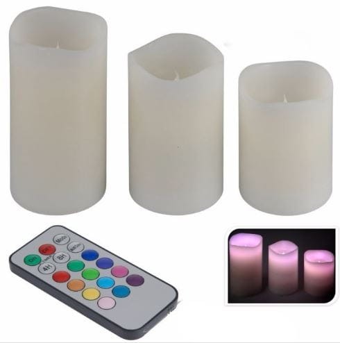 Przejdź do produktu Zestaw woskowych świec 3szt z pilotem 12 kolorów 406361