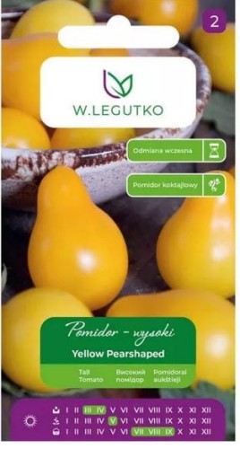 Przejdź do produktu Pomidor gruntowy wysoki Yellow Pearshaped 0,2 g nasiona Legutko