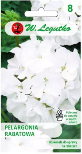 Przejdź do produktu Pelargonia rabatowa biała GAMA F1 0,05g nasiona