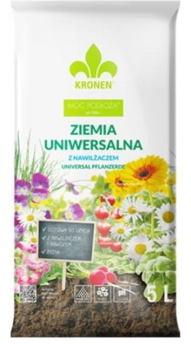 Przejdź do produktu Ziemia uniwersalna + nawóz + nawilżacz 5L Kronen