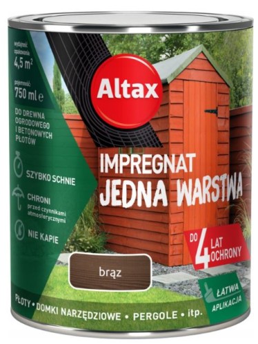 Przejdź do produktu Impregnat do drewna ogrodowego brąz 0,75l Altax 
