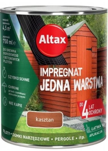 Przejdź do produktu Impregnat do drewna ogrodowego kasztan 0,75l Altax