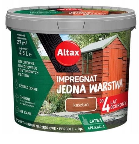 Przejdź do produktu Impregnat do drewna ogrodowego kasztan 4,5l Altax