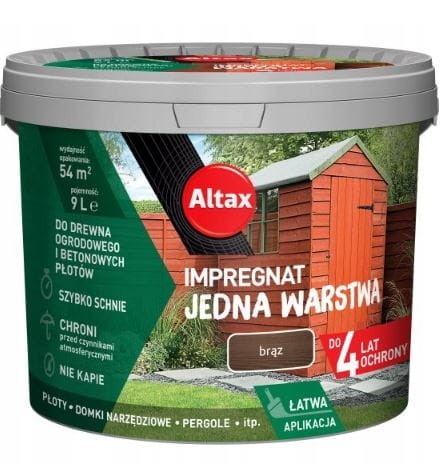 Przejdź do produktu Impregnat do drewna ogrodowego brąz 9l Altax 