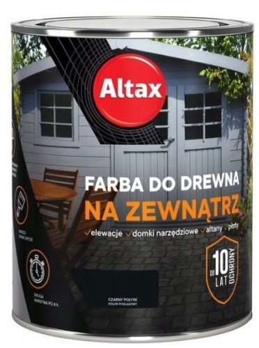 Przejdź do produktu Farba do drewna na zewnątrz renowacyjna czarny połysk 0,75l Altax 