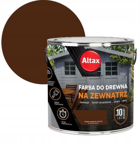 Przejdź do produktu Farba do drewna na zewnątrz renowacyjna ciemny brąz 2,5l Altax