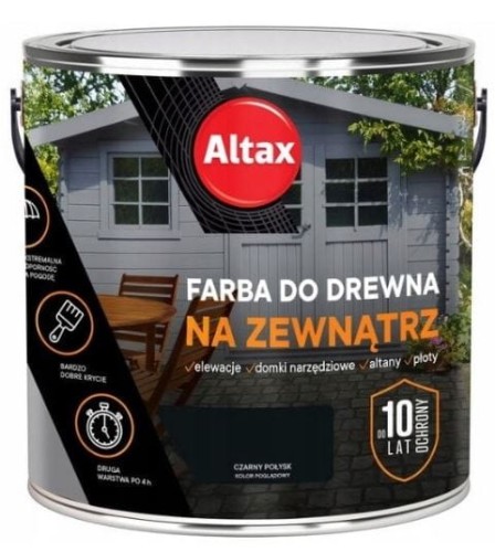 Przejdź do produktu Farba do drewna na zewnątrz renowacyjna czarny połysk 2,5l Altax