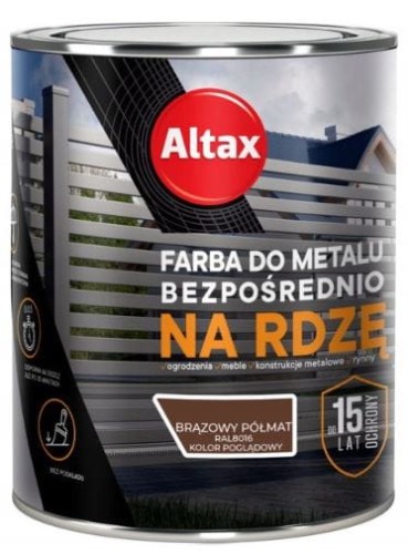Przejdź do produktu Farba do metalu na rdzę brąz półmat 0,75 l Altax 
