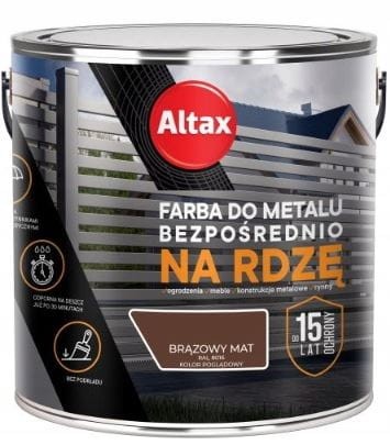 Przejdź do produktu Farba do metalu na rdzę brąz mat 2,5 l Altax 