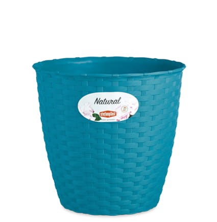 Przejdź do produktu Doniczka plastikowa niebieska 14cm osłonka rattan rattanowa STEFANPLAST