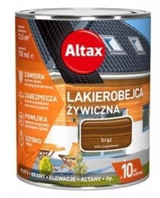 Przejdź do produktu Lakierobejca do drewna żywiczna 10 lat brąz 750ml Altax 