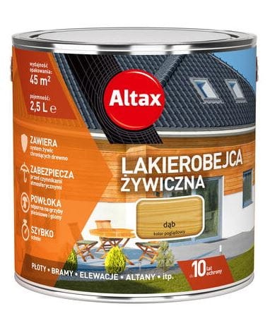 Przejdź do produktu Lakierobejca do drewna żywiczna 10 lat dąb 2,5l Altax 
