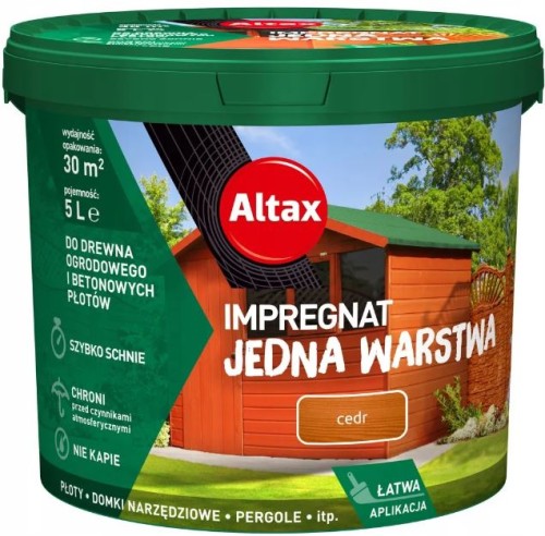 Przejdź do produktu Impregnat do drewna ogrodowego betonu 5l cedr Altax