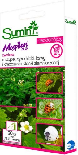 Przejdź do produktu Mospilan 20g środek na mszyce ćmę bukszpanową mączliki opuchlaki Sumin