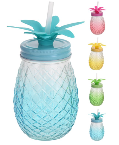 Przejdź do produktu Słoik do picia ananas ze słomką 400ml 32882