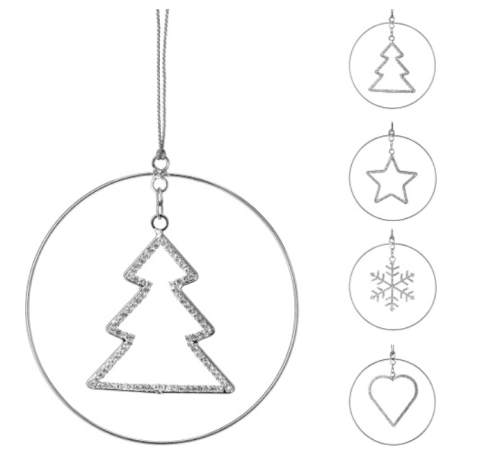 Przejdź do produktu Ozdoba wisząca srebrna na choinkę 12 cm 629225