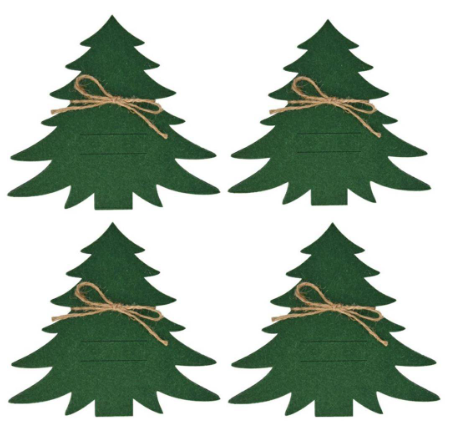 Przejdź do produktu Zielone etui na sztućce w kształcie choinki 4 szt 18 cm 013925 