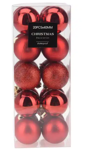 Przejdź do produktu Bombki czerwone plastikowe 20 szt 4 cm 098229