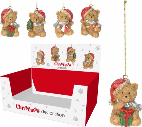 Przejdź do produktu Ozdoba wisząca miś 4 x 5 cm 4 wzory 089951