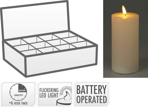 Przejdź do produktu  Świeca LED kość słoniowa ecru 7,5 x 15 cm timer 175333