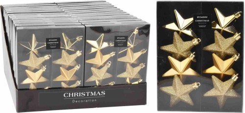 Przejdź do produktu Bombki gwiazdki złote 8 x 6,5 cm 094870