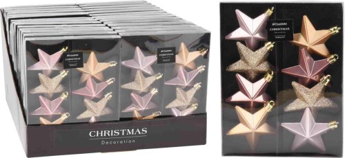 Przejdź do produktu Bombki gwiazdki różowe 8 x 6,5 cm 095839