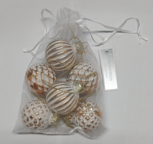 Przejdź do produktu Bombeczki bombki małe szklane tłoczone 6 szt. 4 cm 685337