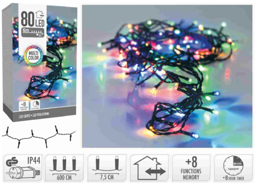 Przejdź do produktu Lampki choinkowe multikolor 80 led sznur 809351