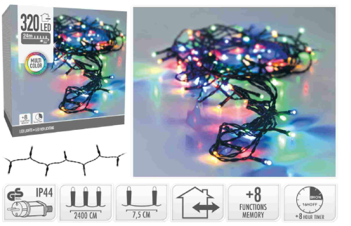 Przejdź do produktu Lampki choinkowe multikolor 320 led sznur 809658