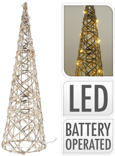 Przejdź do produktu Stożek choinkowy złoty z perłami 20 led 40 cm 925290