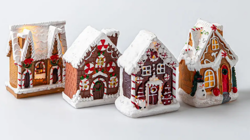 Przejdź do produktu Domek świąteczny z piernika z led ceramiczna figurka 10 cm 052443