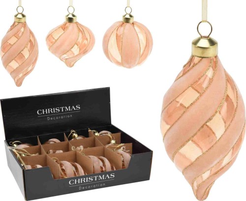 Przejdź do produktu Bombki szklane różowe 3 wzory 12 sztuk 179713