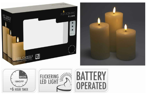 Przejdź do produktu Zestaw 3 świec led timer 175531