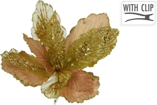 Przejdź do produktu Kwiat na klipsie 28 cm złoty 278744