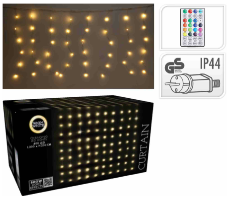 Przejdź do produktu Kurtyna świetlna z pilotem 400 led biały ciepły 232104