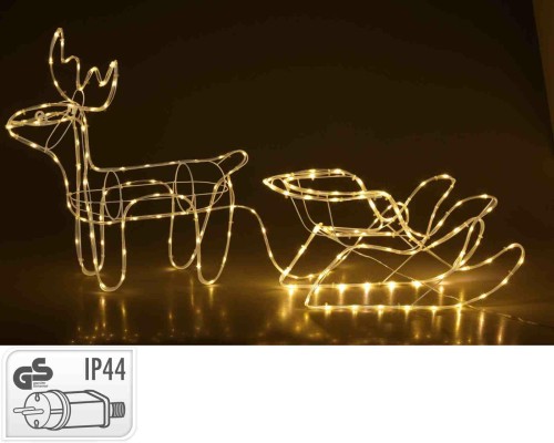 Przejdź do produktu Renifer świecący z saniami z węża świetlnego LED 93x44cm 258463