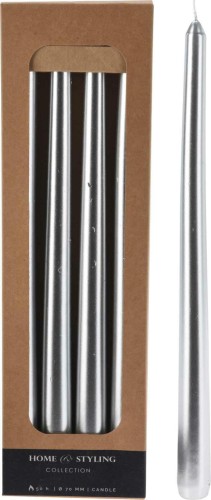 Przejdź do produktu Świeca stołowa srebrna 4 szt 30 cm 248259