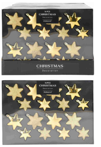 Przejdź do produktu Bombki gwiazdki złote 16 szt. 191265
