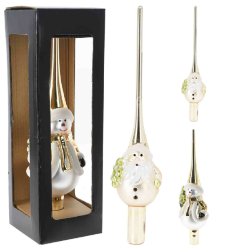 Przejdź do produktu Czub na choinkę złoty bałwan mikołaj 25 cm 205283
