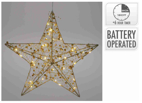 Przejdź do produktu Gwiazda bożonarodzeniowa złota 20 led 30 cm 213271